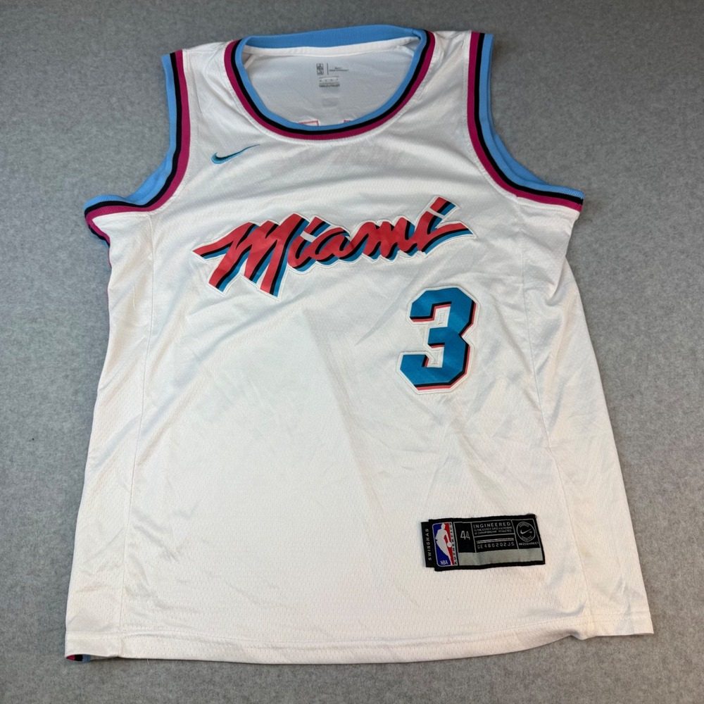 Nike Miami Heat Dwyane Wade Vice Nights Swingman Jersey White Mens 44 S Small